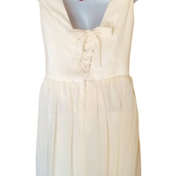 Ivory White Prom Sleeveess Maxi Gown Fits XS - Picture 4 of 6